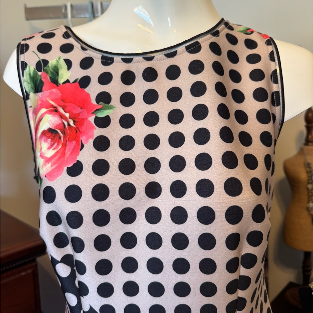 Joseph Ribkoff NWTS Vibrant Floral Design Black White Sleeveless Dress Size 6 - Picture 3 of 16